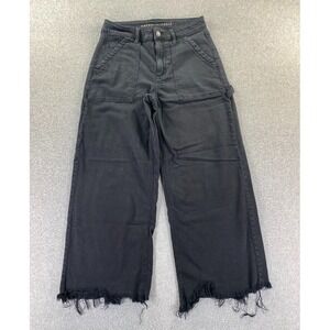 American Eagle Womens Size 6 Super High Rise Baggy Wide Leg Jeans‎ Black Grunge